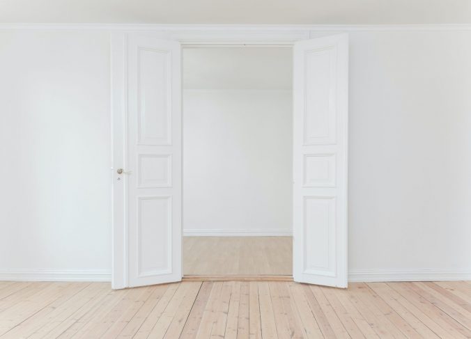 A large white door